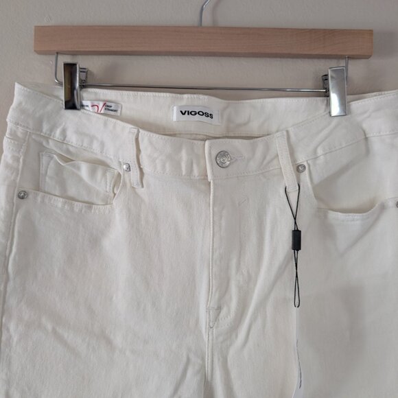 NWT Vigoss Stevie Crop Straight Jeans White Raw Hem Women's Ankle Stretch Sz 31 - Picture 7 of 13
